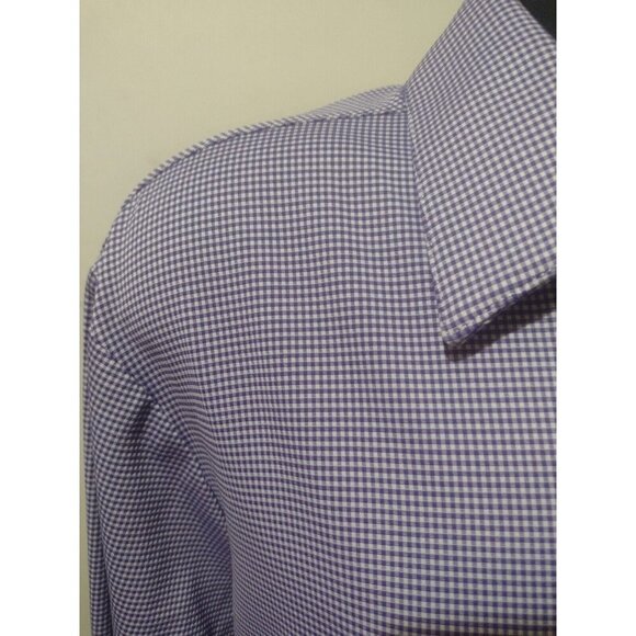 Men's Mizzen+Main LS Purple White Check Dress Button Shirt Size 2XL Trim Fit - Picture 4 of 10